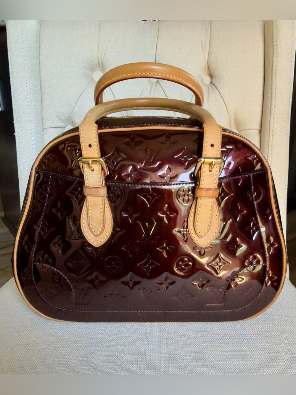 Louis Vuitton Summit Drive in Amarante Vernis Patent Leather Monogram Tote Bag